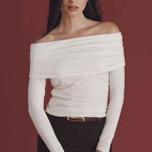 Reformation Off-Shoulder Cream Blouse
